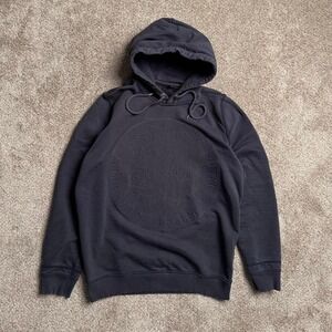 DIESEL NAVY BLUE EMBOSSED PULLOVER HOODIE